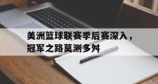 开云APP-包含美洲篮球联赛季后赛深入，冠军之路莫测多舛的词条